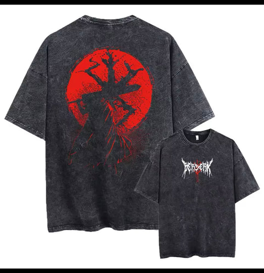 Japanese Anime T shirt Black - Red Inside